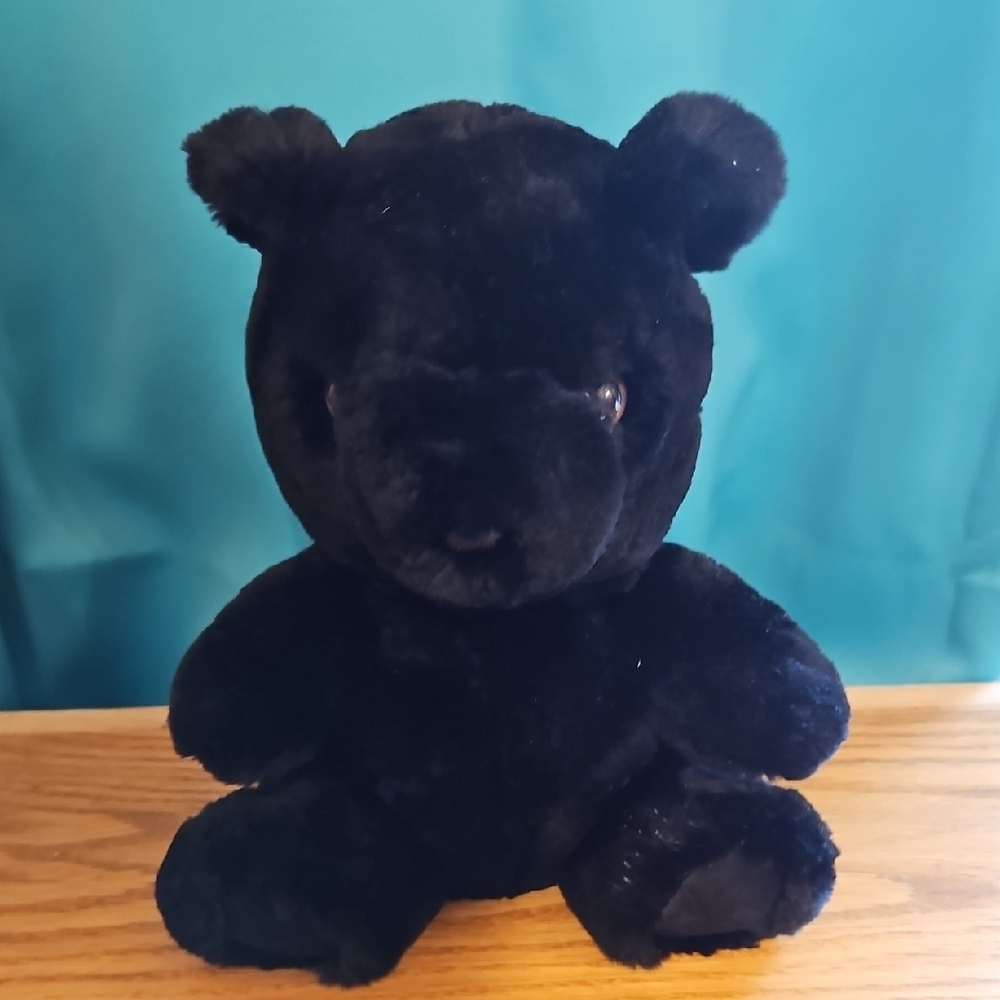 Beaver Fur Plush Black Teddy Bear